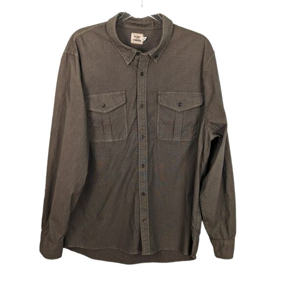 Flint and Tinder Button Down Work Shirt Long Sleeve Button Pockets Brown XXL - Picture 1 of 8